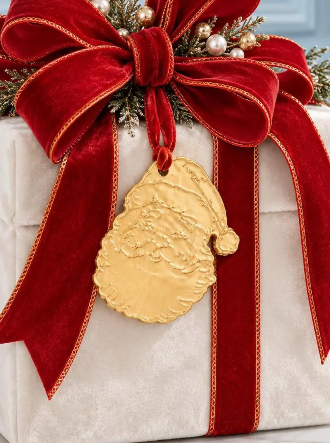 Gold Santa Christmas Ornament