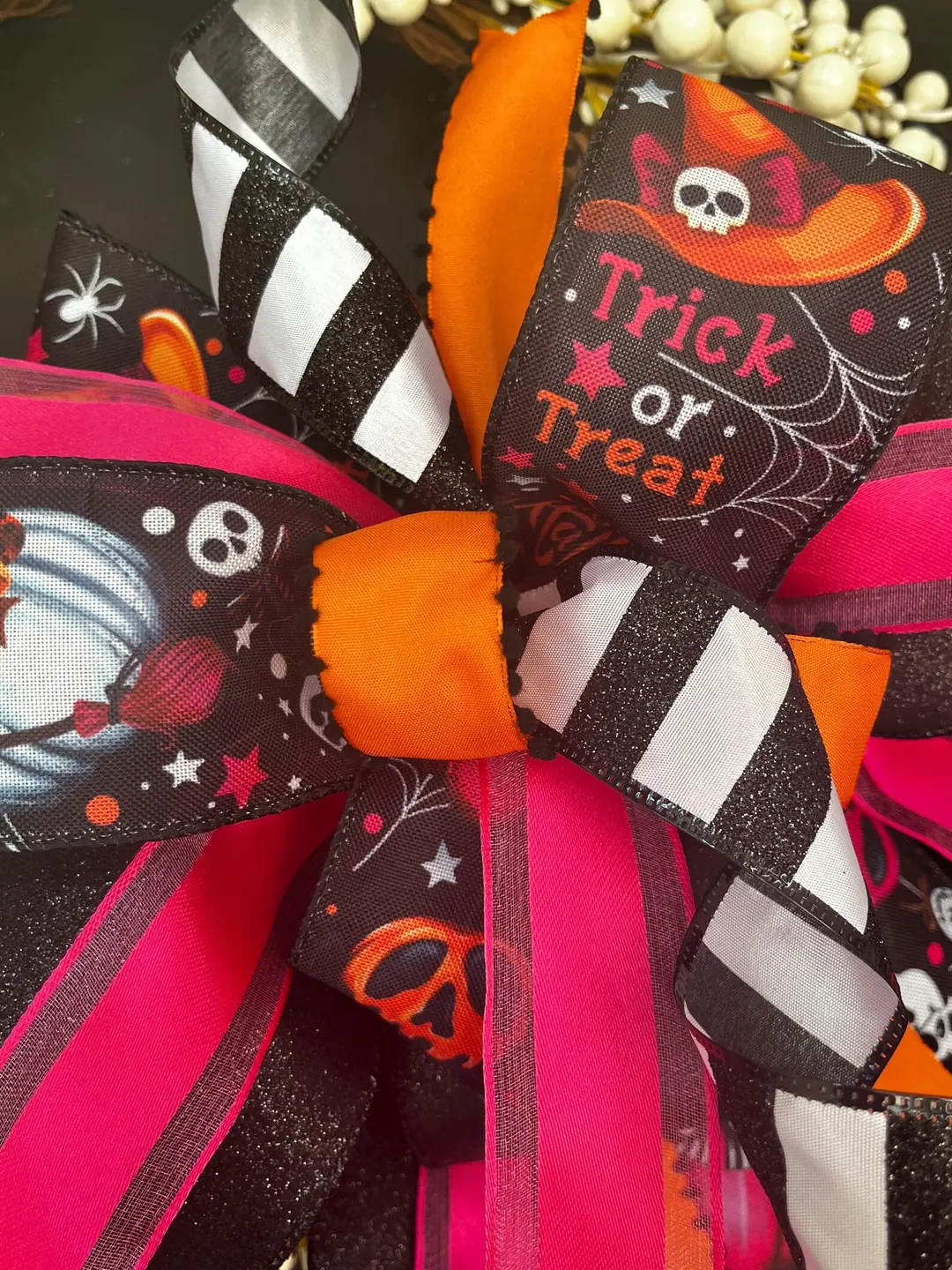 Halloween Trick or Treat Front Door Bow